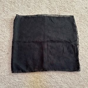 Black Sheer Velvet Rose Patterned Oblong Scarf